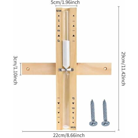 SHINING HOUSE Sauna-Sanduhr aus Holz, 15 Minuten, Sauna-Zubehör, Timer mit rotierender Sanduhr, hitzebeständig, Wandmontage, umweltfreundlich, 56Twenty, 29 x 5 x 1,6 cm