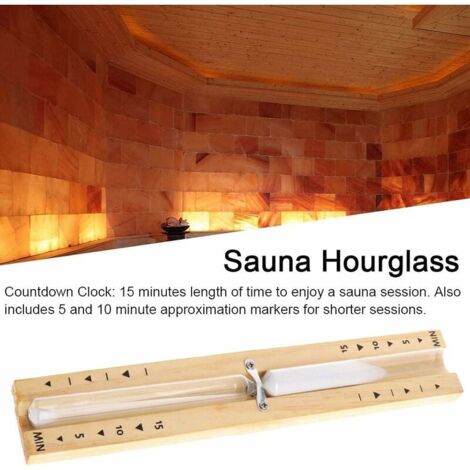 SHINING HOUSE Sauna-Sanduhr aus Holz, 15 Minuten, Sauna-Zubehör, Timer mit rotierender Sanduhr, hitzebeständig, Wandmontage, umweltfreundlich, 56Twenty, 29 x 5 x 1,6 cm