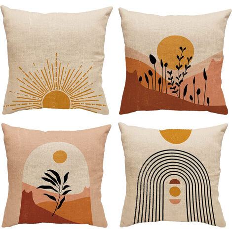 Sanwarm Kissenbezüge Set – 4 Stück, 50,8 X 50,8 Cm, Mexikanisch Bunt, Vögel & Blumen, Leinen-Baumwolle