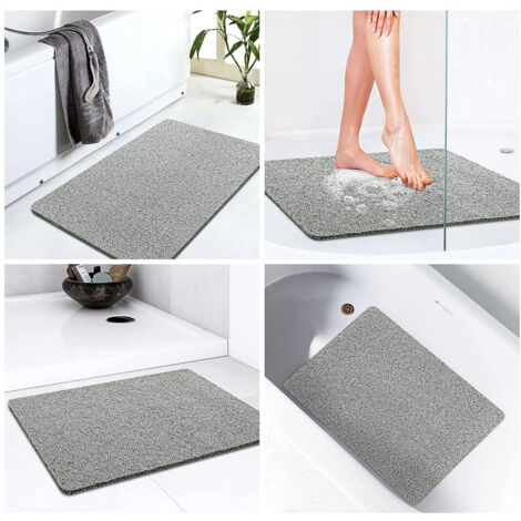 Stück weiche, bequeme Sicherheitsbadewannenmatte mit Abflusslöchern, PVC-Luffa-Massagebadewannenmatte für, grau, 40 x 60 cm