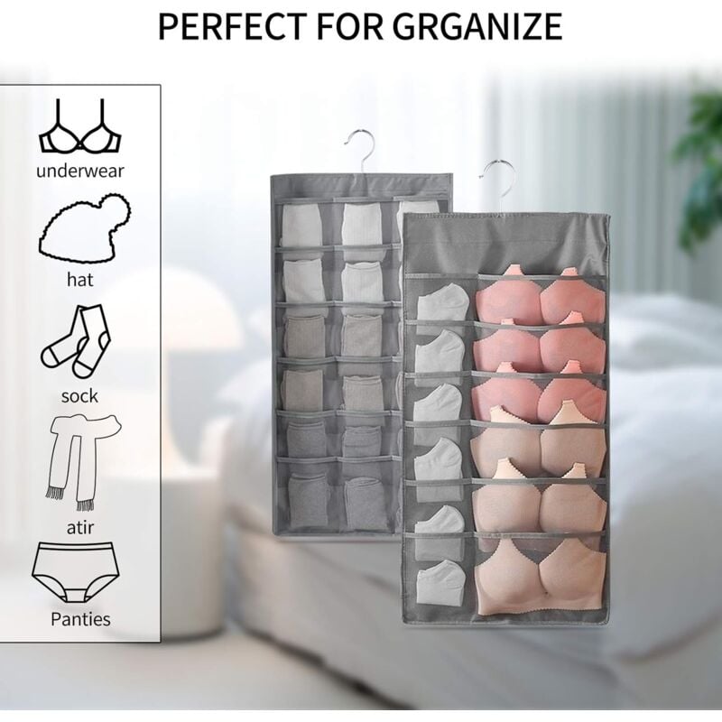 Dustproof Storage Hanging Bag Underwear Socks Double-sided Storage Organizer Household Wardrobe Dormitory Storage Accessories