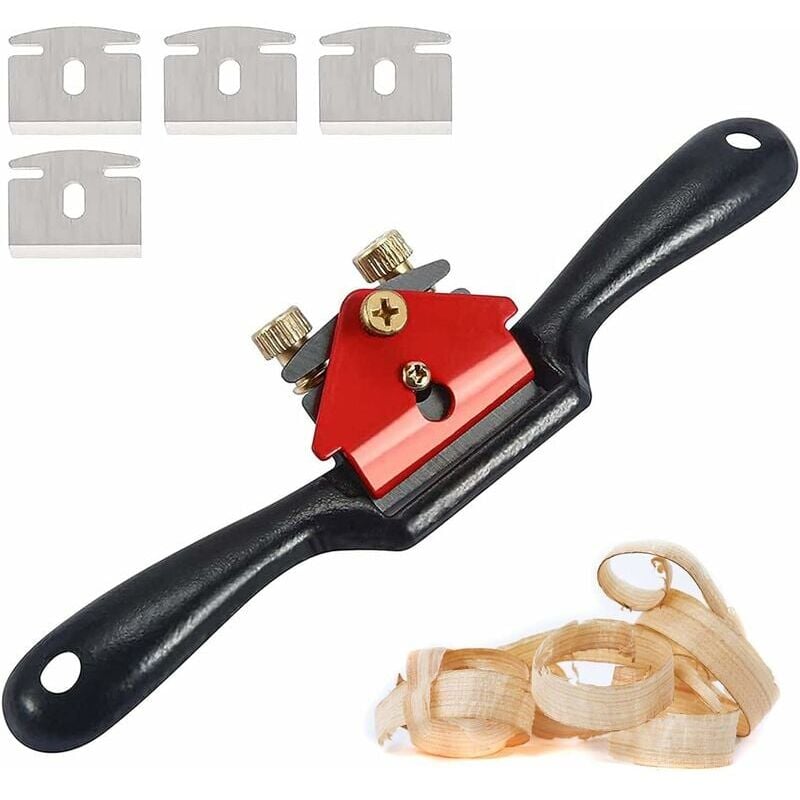 SHINING HOUSE Hand Plane Wood Planer Woodworking Hand Tool 9 Adjustable Spokeshave Manual Planer with 4 Blades