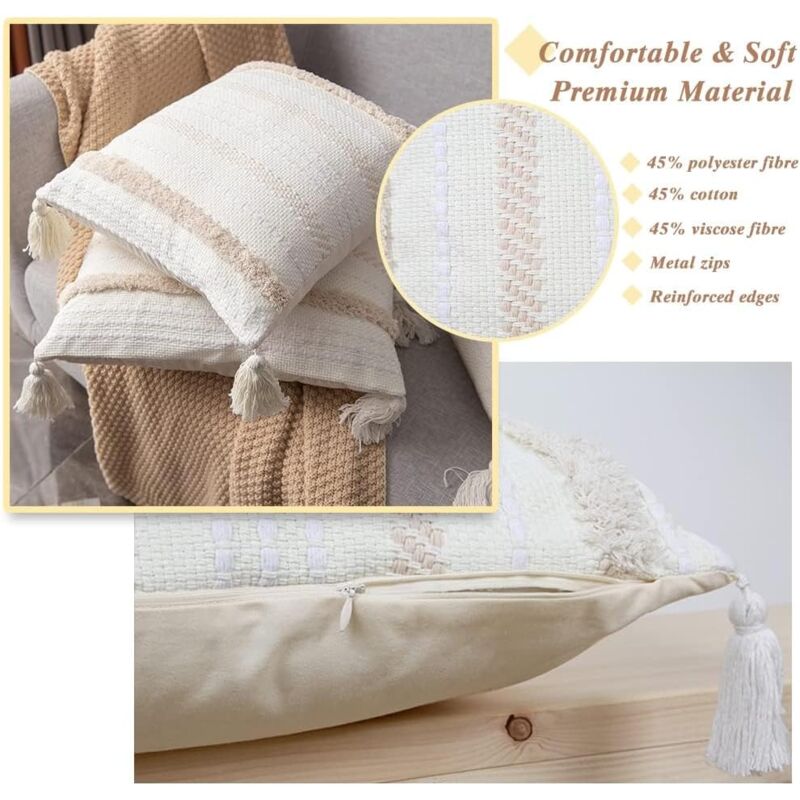 Shops Bohemia pillowcase, tassel cushion cover, hand -knitted cushion cover，4 pieces