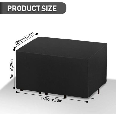 SHINING HOUSE Protective Cover Furniture Cover, 420D Garden Furniture Cover, Outdoor Table Cover Waterproof Protective Tarpaulin Waterproof Oxford Fabric, Wind Resistance, Anti-UV (180 x 120 x 74cm)