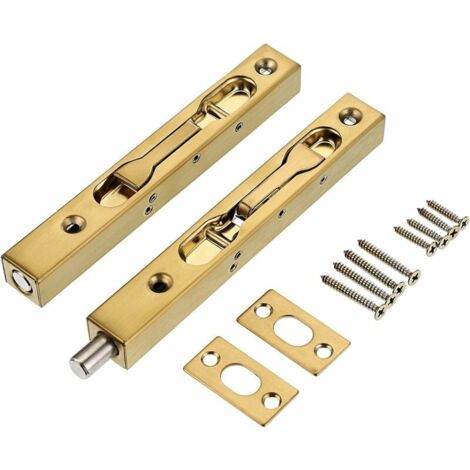SHINING HOUSE 2Pcs 6 Inch Door Locks - Stainless Steel Concealed Security French Door Locks with Hardwares, Metal Recessed Latch Bolts for Composite Wood Double Dummy Door