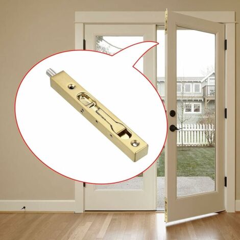 SHINING HOUSE 2Pcs 6 Inch Door Locks - Stainless Steel Concealed Security French Door Locks with Hardwares, Metal Recessed Latch Bolts for Composite Wood Double Dummy Door