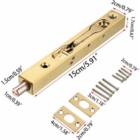 SHINING HOUSE 2Pcs 6 Inch Door Locks - Stainless Steel Concealed Security French Door Locks with Hardwares, Metal Recessed Latch Bolts for Composite Wood Double Dummy Door