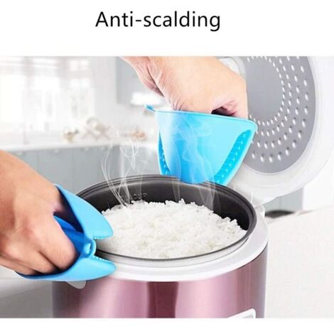 SHINING HOUSE Oven Mitt,Silicone Pot Holders for Kitchen Heat Resistant,Heat Resistant,Blue 2 Pieces