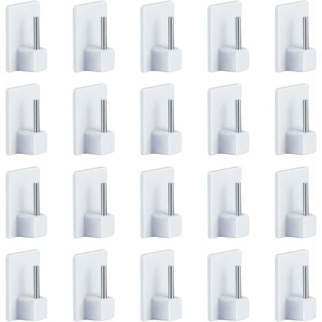 SHINING HOUSE Pack of 20 Adhesive Hooks for Curtain Rod - 2.8 x 1.9 x 1.1 cm