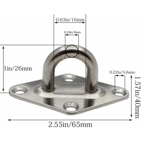 SHINING HOUSE Steel Eyelet Plates Stainless Steel Boat Eye Plate Fixing Kit for Garden Sail for Wooden Deck, Stainless Steel Wall Bracket (6 Pieces)