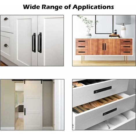 SHINING HOUSE 2Pcs Barn Door Handle for Sliding Door Aluminum Alloy Door Handle with Screws Matte Black Sliding Door Handle Door Handles for Cabinet Closet Door,e