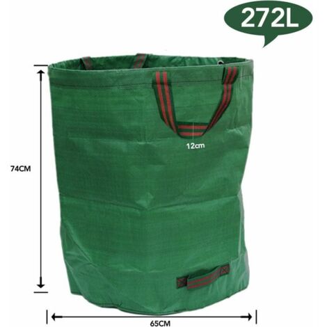 SHINING HOUSE Garden Bag 272L Green Garden Waste Bags With Handles Tearproof Foldable Reusable Garden Waste Bag