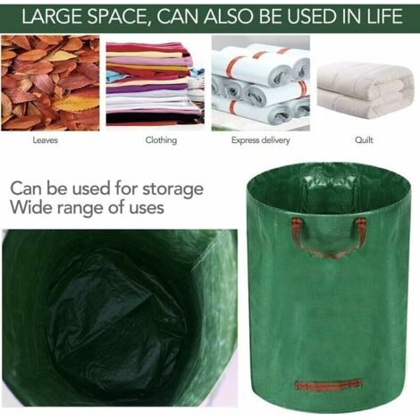SHINING HOUSE Garden Bag 272L Green Garden Waste Bags With Handles Tearproof Foldable Reusable Garden Waste Bag