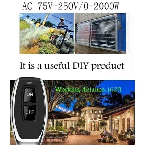 SHINING HOUSE DieseRC 433Mhz High Power Wireless Remote Control Switch, AC 220V/240V/110V 30A RF Remote Control for Light, Water Pump, Home Appliances,