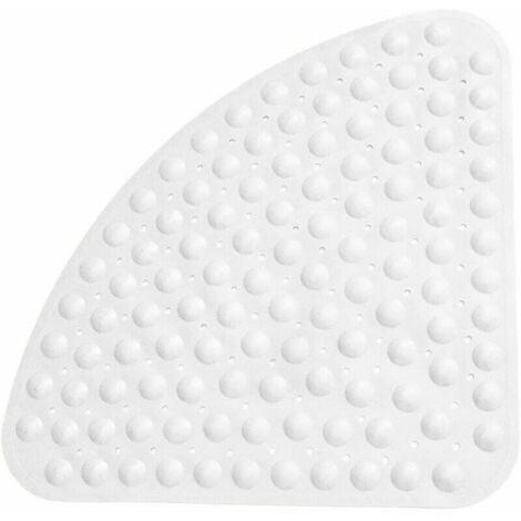 SHINING HOUSE Non-Slip Shower Mat, Quarter Circle, Corner, Bath Mat Bath Mat with Suction Cups for Bathtub Shower 54 x 54 cm - White