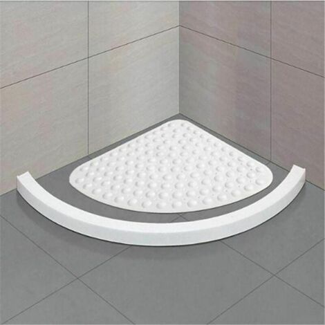 SHINING HOUSE Non-Slip Shower Mat, Quarter Circle, Corner, Bath Mat Bath Mat with Suction Cups for Bathtub Shower 54 x 54 cm - White