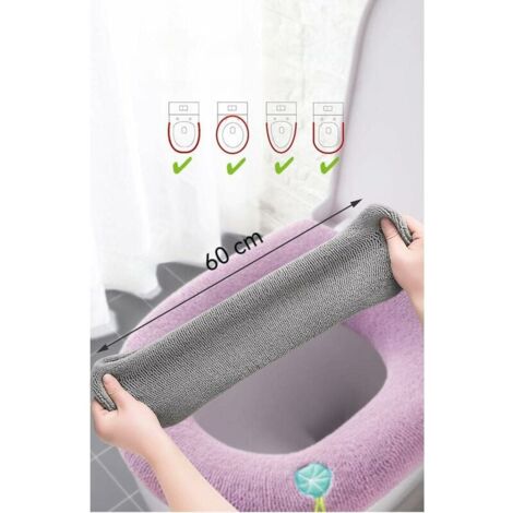 SHINING HOUSE 2pcs Toilet Seat Cover, Retractable Toilet Seat, Washable Toilet Warmer, Compatible with All Toilet Seats. (Taro Powder)