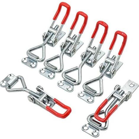 SHINING HOUSE Metal Carpenter's Toggle Clamps Lever Latch, Pack of 6 Quick Release Door Lock Clamp Latches (M)