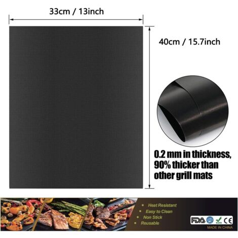 SHINING HOUSE Rare Pearl 5pcs Grilling Duration NO-Stick Barbecue Grill Mat Fridge Slide Pad Camping Mat Summer Garden Non Stick Camping (Black)