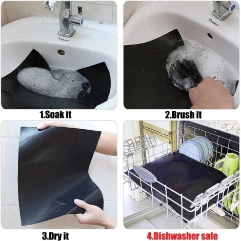 SHINING HOUSE Rare Pearl 5pcs Grilling Duration NO-Stick Barbecue Grill Mat Fridge Slide Pad Camping Mat Summer Garden Non Stick Camping (Black)