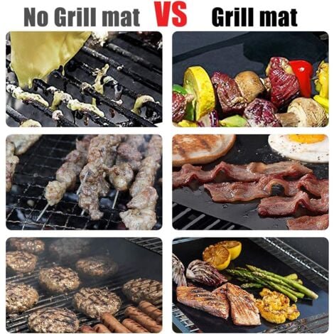 SHINING HOUSE Rare Pearl 5pcs Grilling Duration NO-Stick Barbecue Grill Mat Fridge Slide Pad Camping Mat Summer Garden Non Stick Camping (Black)