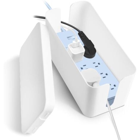 SHINING HOUSE Cable Management Box, Cable Hider Box, Power Strip Hider, Cable Management Box, Cable Box for Power Strip Hider, Keep Cables Tidy - White