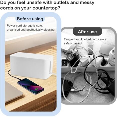 SHINING HOUSE Cable Management Box, Cable Hider Box, Power Strip Hider, Cable Management Box, Cable Box for Power Strip Hider, Keep Cables Tidy - White