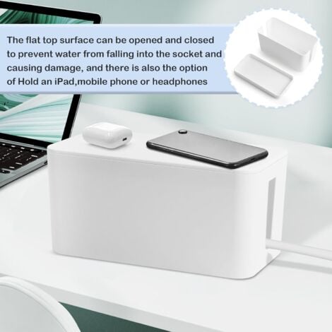 SHINING HOUSE Cable Management Box, Cable Hider Box, Power Strip Hider, Cable Management Box, Cable Box for Power Strip Hider, Keep Cables Tidy - White