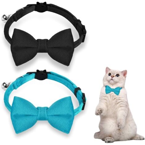 SHINING HOUSE Pack Cat Collars with Bell, Adjustable Velvet Bowknot Collar for Pet Kitten Cat Puppy and Graduation Wedding Birthday Party