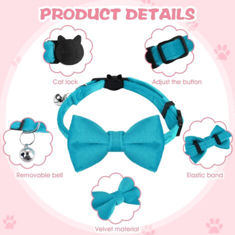 SHINING HOUSE Pack Cat Collars with Bell, Adjustable Velvet Bowknot Collar for Pet Kitten Cat Puppy and Graduation Wedding Birthday Party