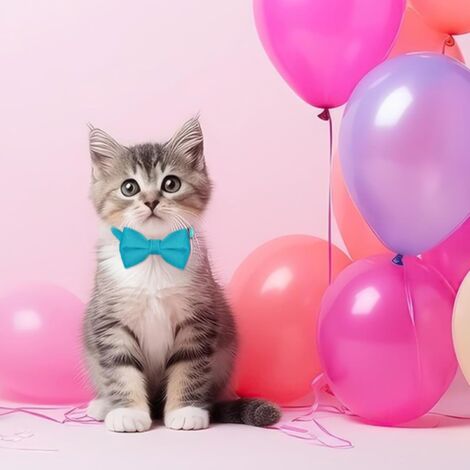 SHINING HOUSE Pack Cat Collars with Bell, Adjustable Velvet Bowknot Collar for Pet Kitten Cat Puppy and Graduation Wedding Birthday Party