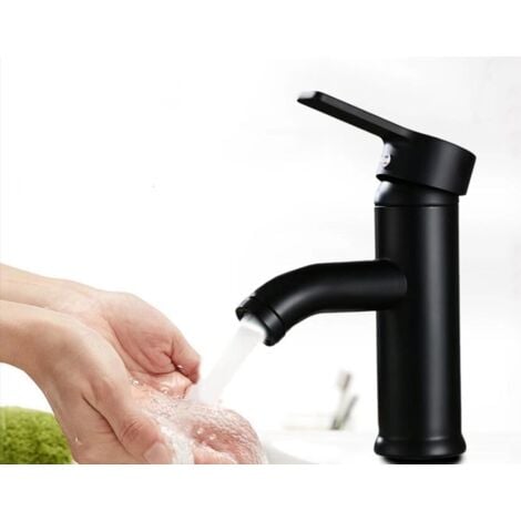 SHINING HOUSE Bathroom faucet black basin faucet high quality faucet wear-resistant bathroom faucet (short)