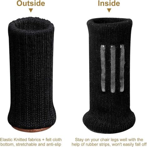 SHINING HOUSE 24Pcs Chair Leg Caps Furniture Feet Anti-Slip Pads Fits 1-2 Inch Diameter Chair Legs (Black)