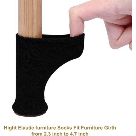 SHINING HOUSE 24Pcs Chair Leg Caps Furniture Feet Anti-Slip Pads Fits 1-2 Inch Diameter Chair Legs (Black)