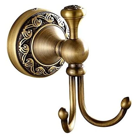 SHINING HOUSE Antique Double Towel Hooks, Retro Brass Towel Hooks ...