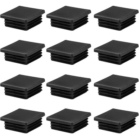 SHINING HOUSE 12pcs 50x50mm Black Plastic Square Tube Covers for Metal Pipes Chairs Sofas Tables
