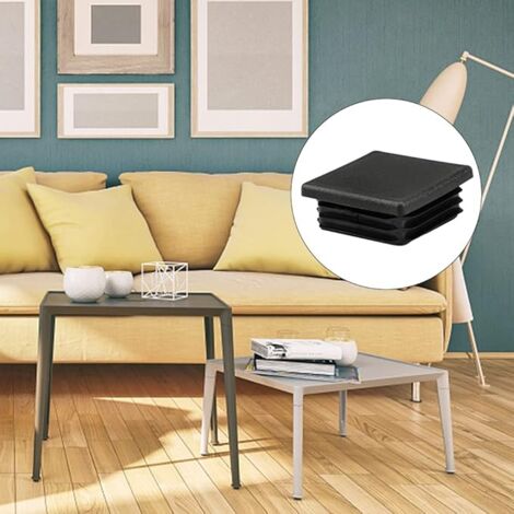 SHINING HOUSE 12pcs 50x50mm Black Plastic Square Tube Covers for Metal Pipes Chairs Sofas Tables