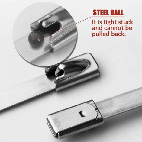 SHINING HOUSE Metal Cable Ties 4.6 x 300mm, Silver Stainless Steel Cable Ties - Metal Cable Ties Pack of 100