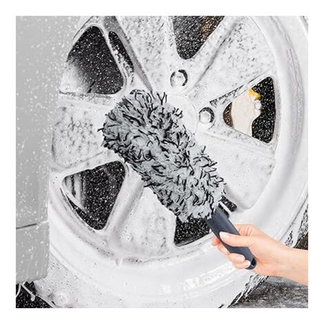 SHINING HOUSE 3Pcs Car Wheel Brushes - Rim Cleaning Brush, Soft Microfiber Wheel Brush  11.81 x 3.15 x 3.15 Inch Long Wheel Cleaning Tool 