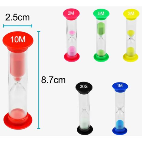 SHINING HOUSE Pieces Sand Timer, 30S, 1Min, 2Min, 3Min, 5Min, 10Min Hourglass for Kids, Colorful Sand Clock, Kitchen Timer, Hourglass for Brushing, Games, Cooking, Exercise, Study