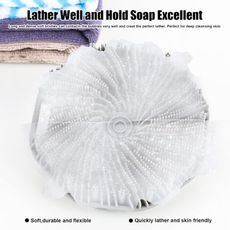 SHINING HOUSE PCS Silicone Body Scrubber Brush, Bath Brush with Hook for Gentle Exfoliation, Loofah Scrub and Scalp Massage Brush for All Skin Types