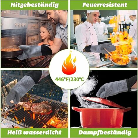 SHINING HOUSE Oven Mitts, Pot Holders, Oven Gloves, Silicone: Heat Resistant up to 230°C - 2 Oven Mitts