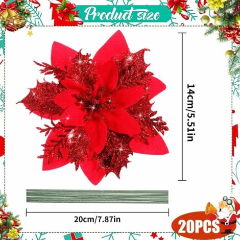 SHINING HOUSE Other Christmas Decoration Christmas Decoration, Artificial Christmas Flower, Christmas Garland Christmas Tree with Glitter, Artificial Flower Pendants, for Party Christmas Tree, Wreath,