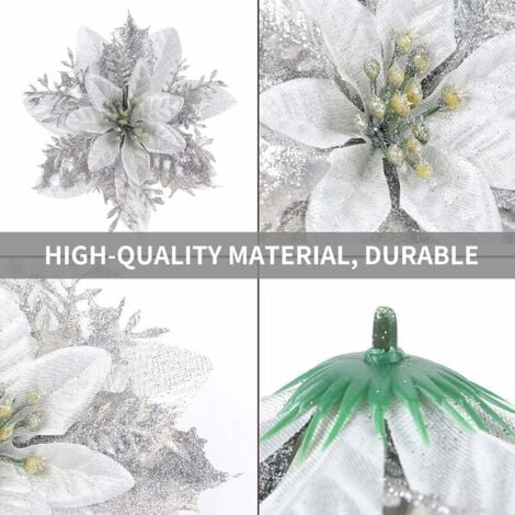 SHINING HOUSE 20pcs Other Christmas Decoration Christmas Decoration, Artificial Christmas Flower, Christmas Garland Christmas Tree with Glitter, Artificial Flower Pendants, for Party Christmas Tree, W