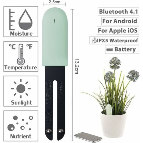 SHINING HOUSE Moisture Detector Plant Sensor Flower Care Tester, Smart Plant Monitor, 4 in 1 Bluetooth Plant Sensor Automatically Monitors Moisture
