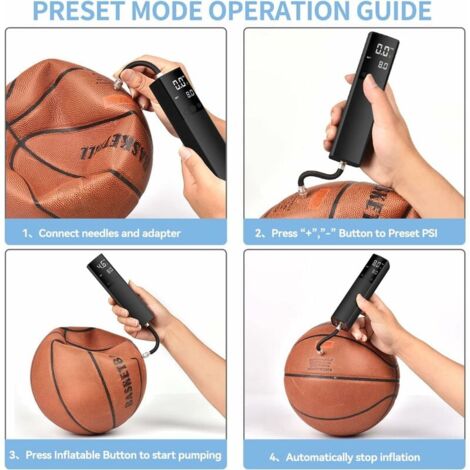 SHINING HOUSE Electric Ball Pump Smart Air Pump Portable Fast Inflation with Accurate Pressure Gauge and Digital LCD Display for Football, Basketball, Volleyball, Rugby (2 Needles and 1 Nozzle)