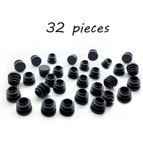 SHINING HOUSE black chair caps 16mm 32pcs chair caps round plastic caps chair tube caps chair leg caps chair leg protection