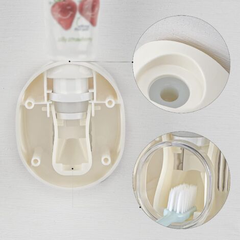 SHINING HOUSE ot of 2 Hands Free Toothpaste Organizer for Kids and Adults, Automatic Toothpaste Dispenser, Wall Mount, Bathroom Accessories (White)
