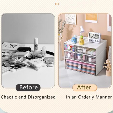 SHINING HOUSE Cupboard Organizers,Tea Box with 3 Drawers,Kitchen Storage Box for Tea Bags,Coffee,etc.Storage Bin for Kitchen/Bathroom/Dressing Room/Office,etc.(White)