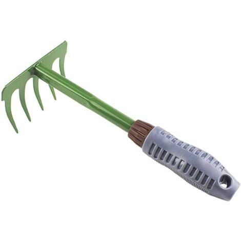 SHINING HOUSE Small Iron Garden Rakes, Hand Cultivator, Gardening Tools for Home, Lawn, Balcony, Farm and Outdoors